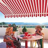 ALEKO® Retractable Awning 13' x 8' Patio Awning (4M x 2.5M) Red/White Strap