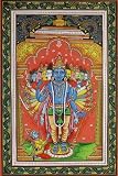 Lord Krishna Shows Vishvarupa to Arjuna (Gita Upadesha) - Watercolor on Patti - Artist Rabi Behera