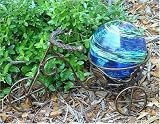 Outdoor Living : Blue Glow in the Dark Gazing Globe with Bronze Bike Stand