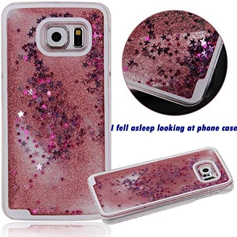 Samsung Galaxy S6 Edge Plus case,ADSEN®New Glitter Quicksand Creative Design Hard Shell liquid star dynamic clear bling 5.7 inch 2K Screen Cover (Pink)