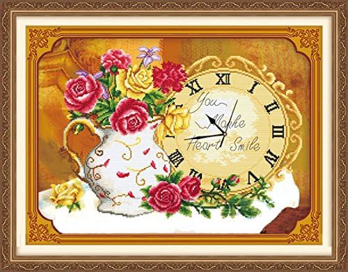 Happy DIY You Make My Heart Smile 3D Printed Cross Stitch Kit Wall Clock