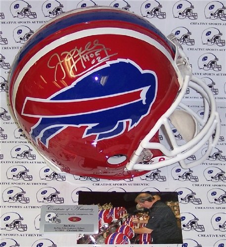 Jim Kelly Autographed/Hand Signed Buffalo Bills 87-00 Authentic Full Size Proline Football Helmet wi