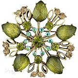 Five Pointed Green Flower Pin Brooch