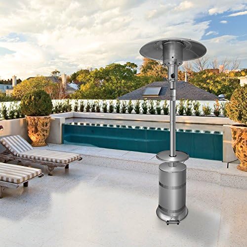 Propane Patio Heater Stainless Steel Propane Heater Outdoor 40000 BTU Propane (LP) with Adjustable Table Outside Heaters Wheels included Propane Outdoor Heater for Patio Yard Garden