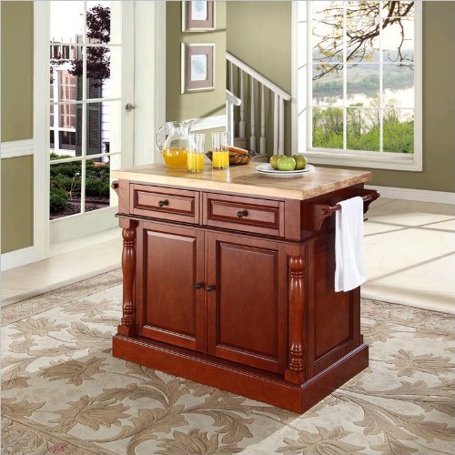 Crosley Furniture Butcher Block Top Kitchen Island in Classic Cherry Finish Louie Tomlinson By