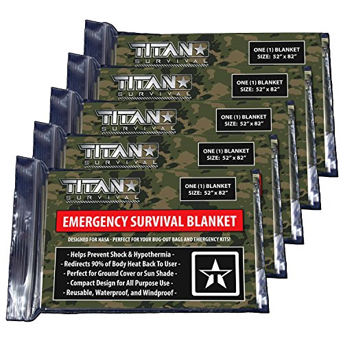 Titan two-sided emergency mylar survival blankets, 5-pack | fores…