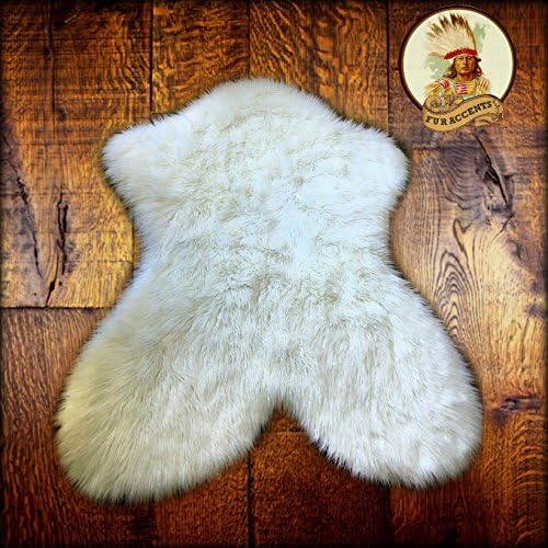 Plush Faux Fur - Shaggy English Sheepskin - Shag Rug - Pelt Rug - Thick - Plush Fur - Soft Ultra Suede Backing - Accent Rug (4'x5', Off White)