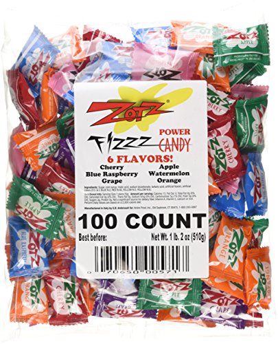 Zotz Fizzy Candy Bag – Assorted Flavors – 100 Count – 18 Oz