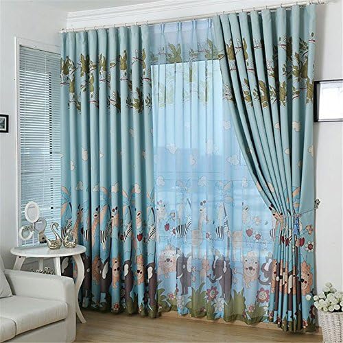 FFMODE Cartoon Animals Blackout Curtains Drapes Kids - Pinch Pleated 1 Panel - 42"Wx63"L
