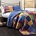 Lush Decor Misha 3-Piece Quilt Set, King, Fuchsia/Navy