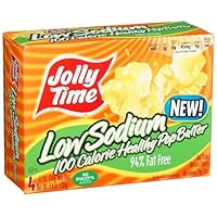 Jolly Time Microwave Popcorn, 100 Calorie Healthy Pop Butter, Low Sodium, 4-Count Boxes (Pack of 12)