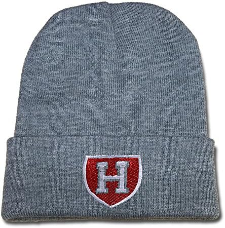 HAIHONG Harvard University Logo Beanie Fashion Unisex Embroidery Beanies Skullies Knitted Hats Skull Caps - Grey