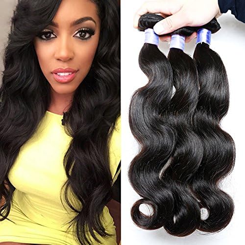 Yimeiyuan Hair 14 16 18inches Brazilian Hair 3 Bundles Body Wave Human Hair Extensions,6A Virgin Hair, Natural Black Hair Color Tangle-free