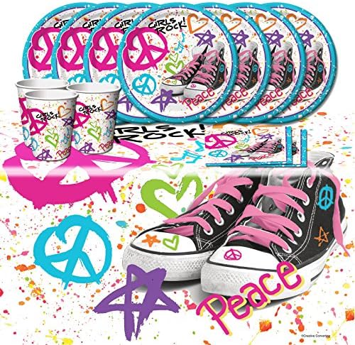 Girl's Rock Totally 80's Children's Birthday Party Tableware Pack For 16