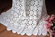 Vintage Hand Crochet White Cotton Table Cloth39"x59"