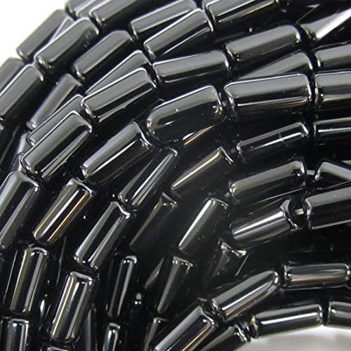 4x8mm black onyx tube beads 15.5" strand