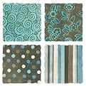 Teal and Brown Tumbled Stone Coaster Set of 4