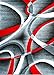 2305 Gray Black Red White Swirls 5'2 x7'2 Modern Abstract Area Rug Carpet