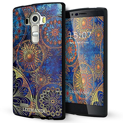 lg g4 case,Lizimandu soft TPU textured pattern Case for lg g4(Blue Flower)