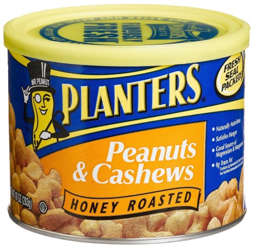 Planters Sweet Roasts, Honey Peanuts & Cashews, 10-Ounce Canisters (Pack of 4) by Planters