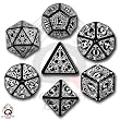 Q-Workshop Polyhedral 7-Die Set: Carved Steampunk Dice Set (Black & White)