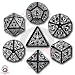 Q-Workshop Polyhedral 7-Die Set: Carved Steampunk Dice Set (Black & White)