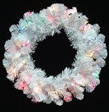 20 Pre-Lit Crystal White Spruce Artificial Christmas Wreath - Multi Lights