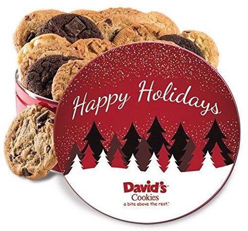 David's Cookies Fresh baked cookies Gift Tins (Holiday Assorted Flavors, 2 lbs (24 -1.5oz cookies))