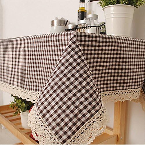 BYCE Black and white Plaid Linen Table Cloth, Elegant Lace Tablecloth, Linen Table Cover,Several Size,90x90cm (36x36 inch)