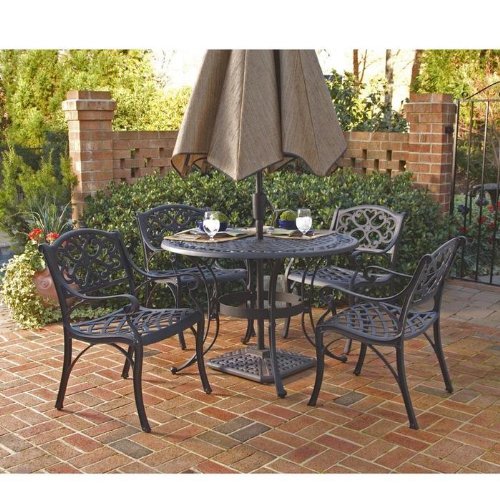 Home Styles 5554-328 Biscayne 5-Piece Outdoor Dining Set, Black Finish, 48-Inch