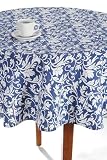 Tablecloth Damask White / blue 70'r