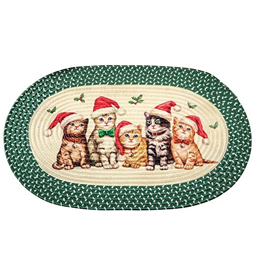 Christmas Santa Cats Accent Braided Rug