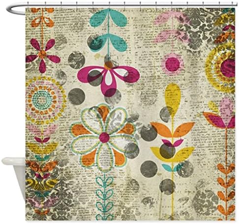 Angelly Bohemian Boho Flowers Shower Curtain