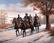 Civil War Blue Soldier On Horses Art Print POSTER rare - 20" x 16"