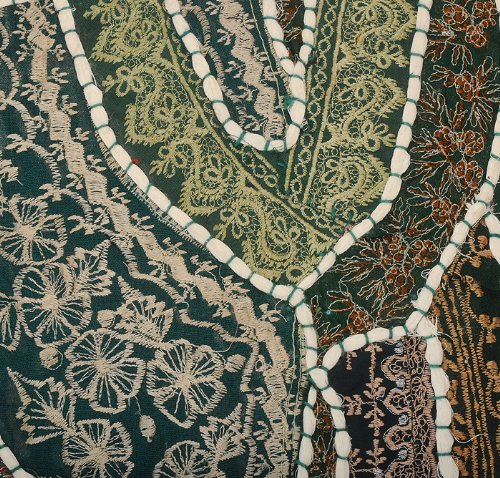 Imagen 3 de Cubierta hecha a mano indio Cojín de algodón Set con Tamaño trabajos de bordado y parche de 16 x 16 pulgadas Juego de 2 piezas