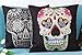 L&J.ART® 2 PCS 18'' Vintage Colorful Sugar Skull Mexican Day of the Dead Linen Throw Pillow Cushion Cover Covers
