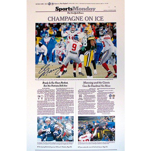 Eli Manning New York Giants - Champagne on Ice NY Times Cover - Autographed 11x17 Print
