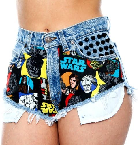CNTV Women's Star Wars Cutoff Denim Shorts M BLUE