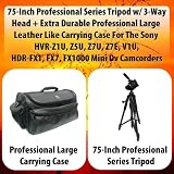 75-Inch Professional Series Tripod w/ 3-Way Head + Extra Durable Professional Large Leather Like Carrying Case For The Sony HVR-Z1U, Z5U, Z7U, Z7E, V1U, HDR-FX1, FX7, FX1000 Mini Dv Camcorders
