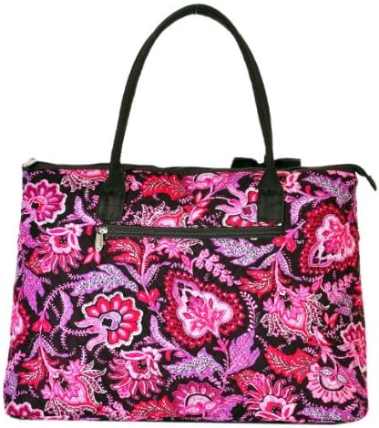 LarLar Oliff Floral Print Quilted Overnight Tote Bag (Brown/Pink)