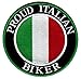 Proud Italian Biker Embroidered Patch Italy Flag Iron-On Motorcycle Emblem