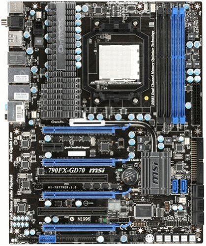 MSI 790FX-GD70 Socket AM3--140 Watt CPU--AMD 790FX CrossFire--4DDR3-2133(OC)--ATI Quad/Triple CrossFireX--ATX Motherboard