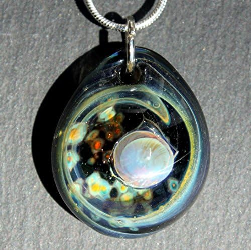 Night Sky Boro Glass Pendant, Universe In Your Hand, Galaxy Necklace, Borosilicate Glass Art Jewelry, Starry Night Sky