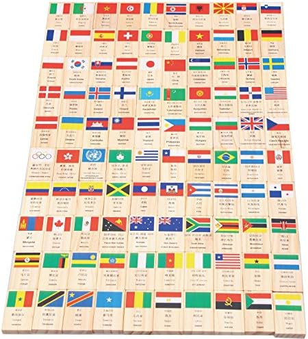 Wood 100Pcs Flag Domimo Child Educational Blocks Baby Toy Multicolor Educatinal Wooden Toys