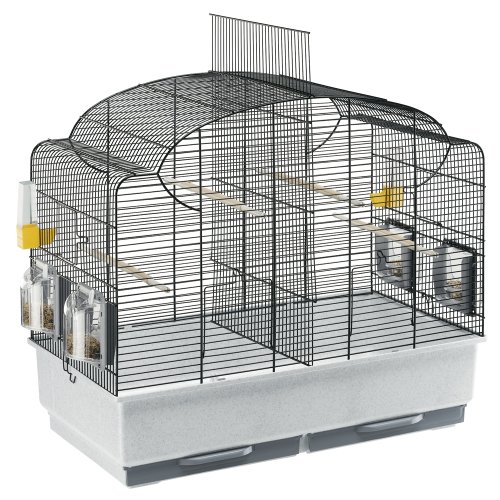 Ferplast 52501217 Vogelheim f&uuml;r Wellensittiche, Komplettausstattung, Canto ca. 71 x 38 x 60.5 cm, schwarz
