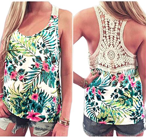 Franterd Women T-Shirt Vest Summer Lace Short Sleeve Blouse Tank Tops