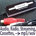 USB Audio Grabber zum Überspielen von Vinyl-Schallplatten Kassetten, Streaming Audio usw. auf den PC - inklusive Software