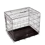 24 GoGo Spring Latch Double Door Black Epoxy Folding Wire Crate