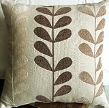 Decorative Brown / Chocolate Leaf Chenille Throw Pillow Cover (One Side)