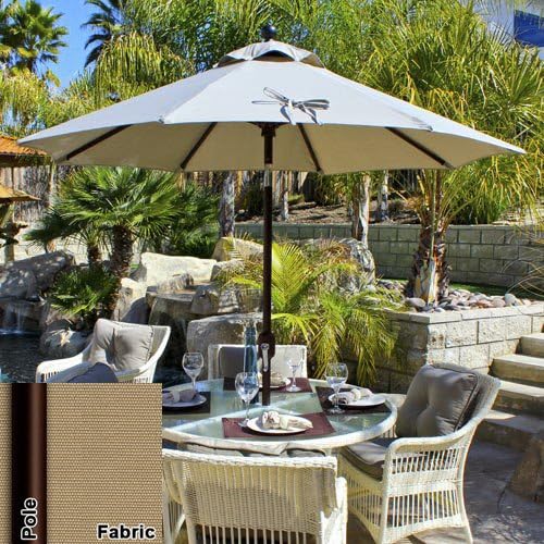7.5 Foot Deluxe Auto-Tilt Suncrylic Patio Umbrella (Beige/Bronze Frame)